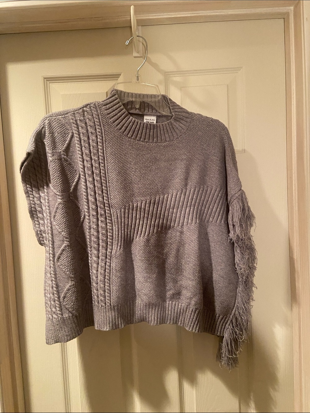 Anna & Ava Lavender Fringe Cable Crewneck Sweater